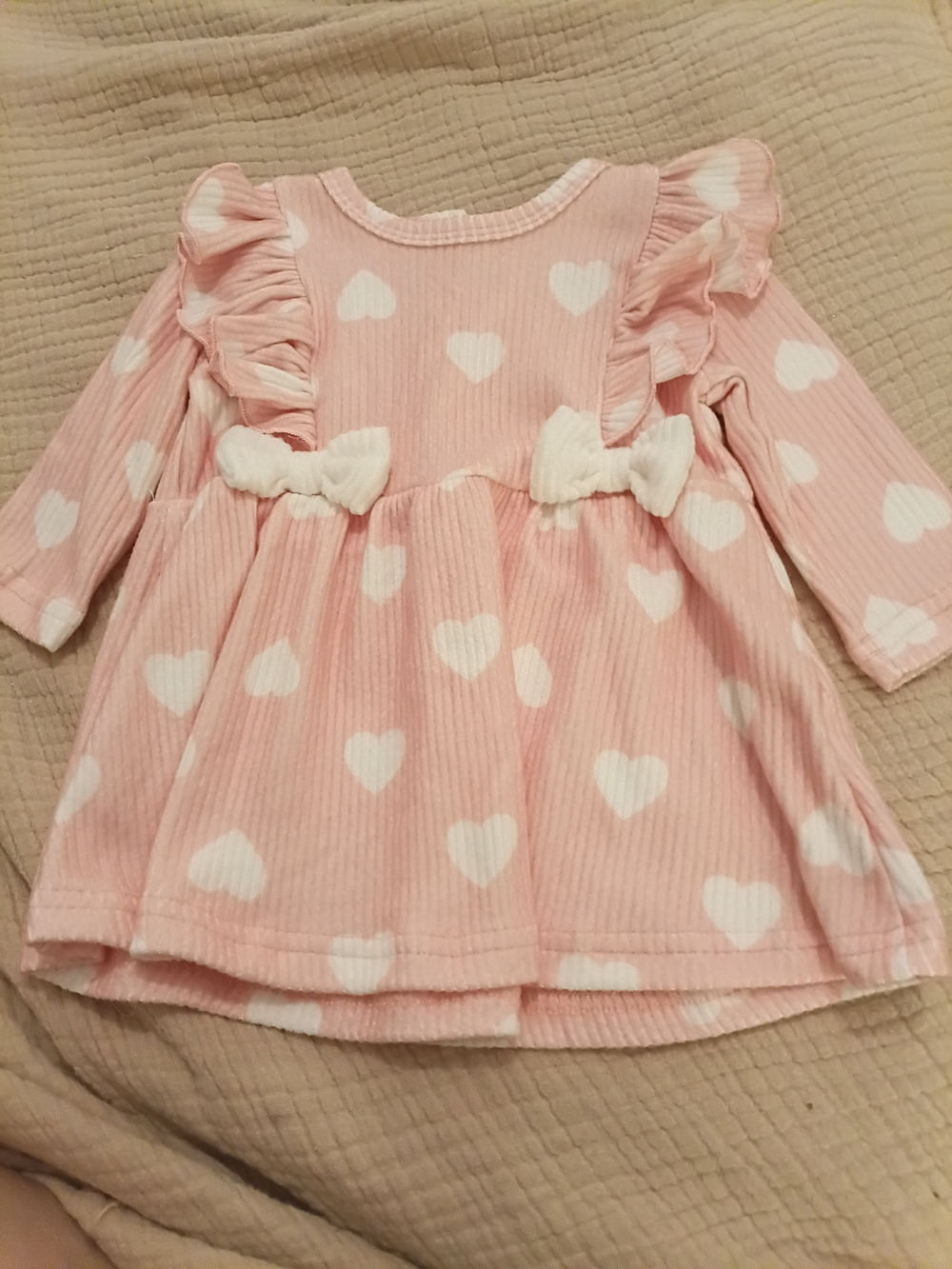 Pink Heart Print Ruffle Dress Top for Kids